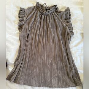 Elegant Ruffled Gray Women's Top